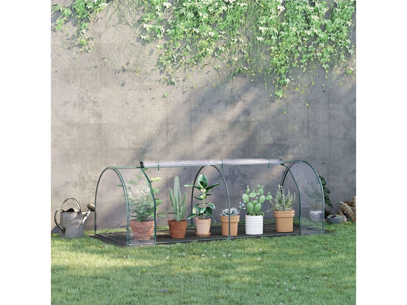  Serre, serre chaude avec porte, châssis froid, serre pour plantes, culture végétale, acier, plastique, 250 x 100 x 80 cm, verte  - Conforama D