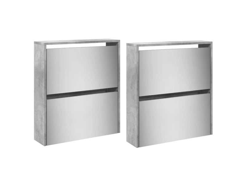  Meuble à chaussure, armoire à chaussures et miroir 4 niveaux gris béton 63x17x134cm  - Conforama D