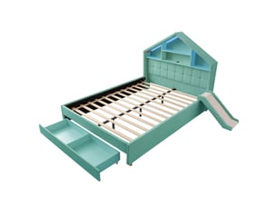 Lit avec rangement 140x200 cm <strong>OOIILLEE</strong> <strong></strong> coloris vert