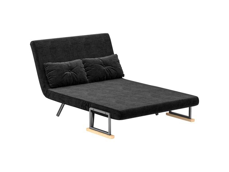  Canapé-lit 2 places convertible en velours avec 2 coussins noir 102 x 73 x 81 cm  - Conforama B