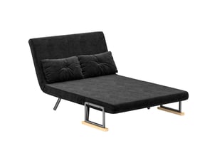 Canapé-lit 2 places convertible en velours avec 2 coussins noir 102 x 73 x 81 cm