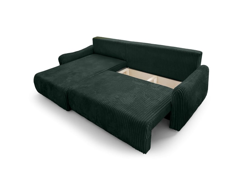 Apoline - canapé d'angle réversible convertible 4 places avec coffre en velours côtelé épais - Conforama E
