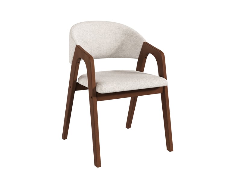  Lot de 2 chaises de salle à manger avec accoudoirs 55,5x60x83 cm noyer beige avoine  - Conforama E