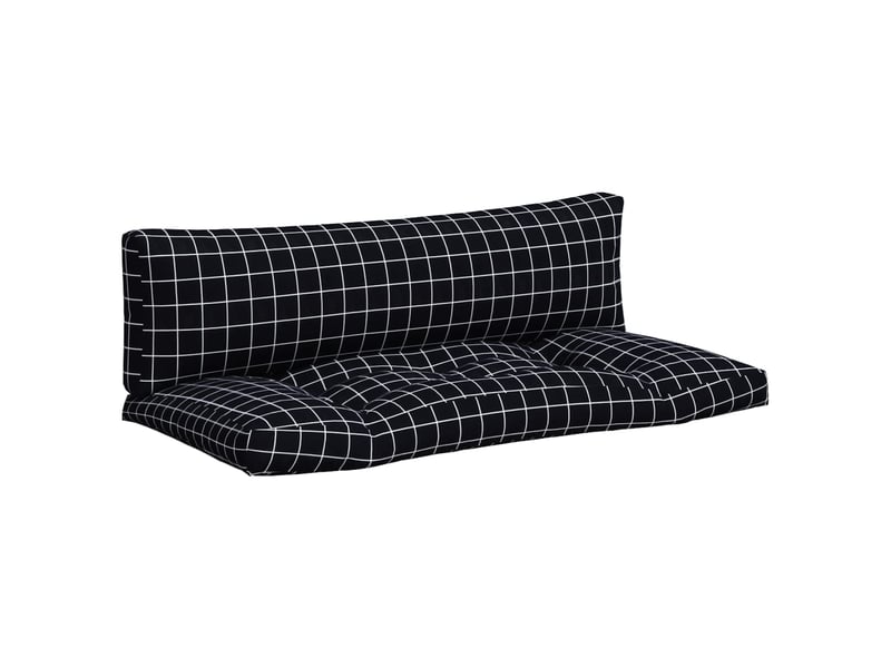  Lot de 2 coussins de palette, coussins de canapé motif à carreaux noir tissu oxford cf59549  - Conforama A