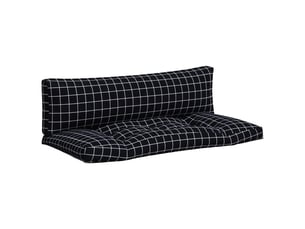 Lot de 2 coussins de palette, coussins de canapé motif à carreaux noir tissu oxford cf59549