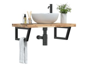 Étagère de vasque | étagère murale acier et bois massif d'acacia shl8786