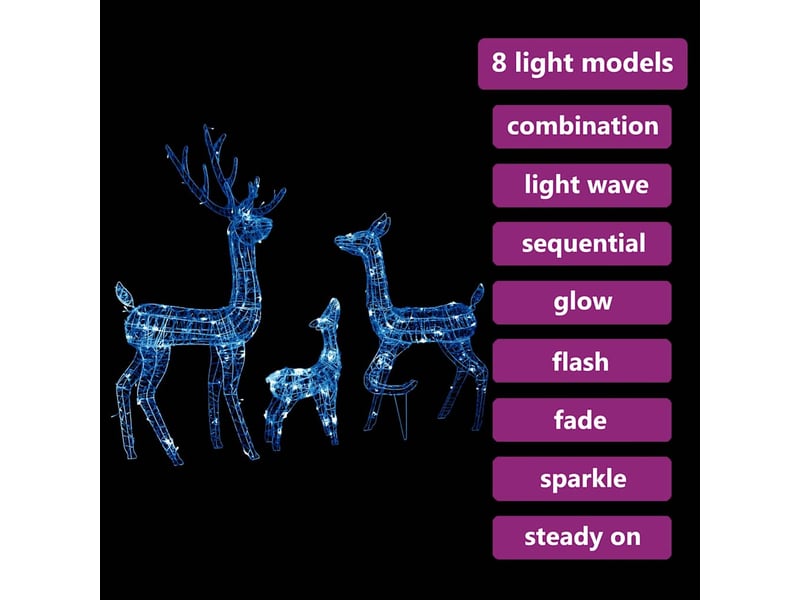 Famille de rennes de décoration, éclairage de noël acrylique 300 led bleu cf62036 - Conforama D