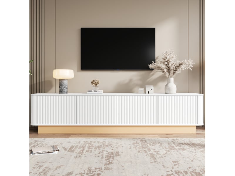 Meuble tv 200 cm 4 portes avec rangements et passe-câbles homvra  - Conforama D