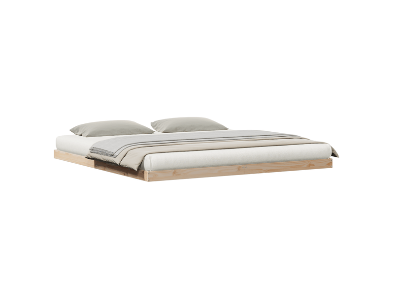 Lit adulte ; lit double ; lit au sol blanc 180x210 cm en bois de pin massif  - Conforama B