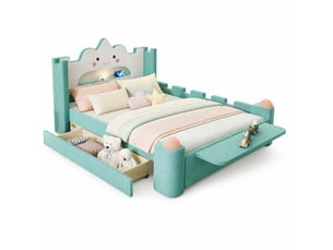 Lit avec rangement 140x200 cm <strong>HAVRYA</strong>  <strong></strong> coloris vert