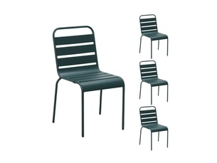 Lot de 4 chaises de jardin en métal vert sapin - baca