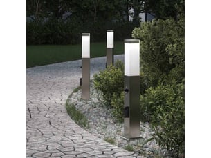 Lot de 3 borne lumineuse avec détecteur et prise 50 cm acier inoxydable ip44 shl53516