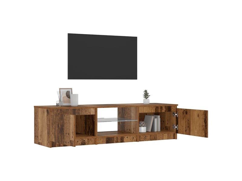  Meuble tv - banc tv - meuble de rangement avec lumières led vieux bois bois d'ingénierie  - Conforama E