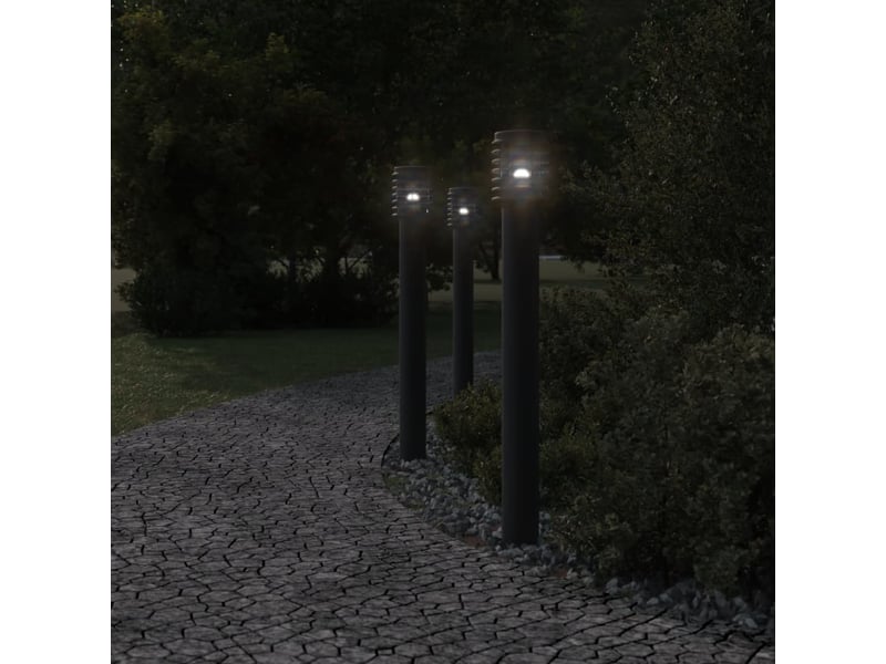  Lampadaires d'extérieur avec sortie 3 pcs acier inoxydable noir 02_0042572  - Conforama C