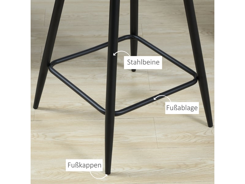 Tabourets de bar avec repose-pieds, dossier et housse, acier gris, 50 x 53 x 94 cm, 2 pièces  - Conforama D