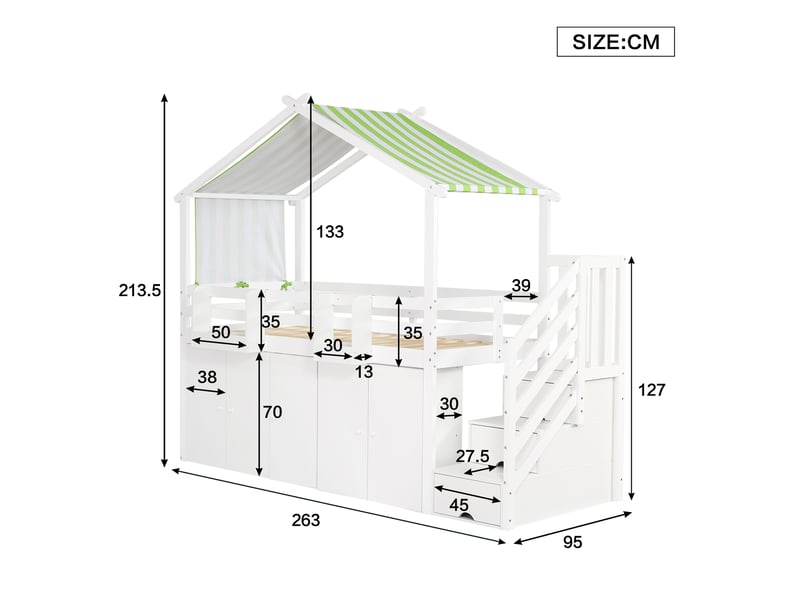  Lit cabane 90x200cm coloris blanc lit enfant blanc - Conforama C