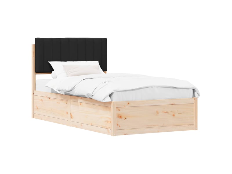  Lit simple- lit adulte -  cadre de lit avec tête de lit rembourrée noir 100 x 200 cm  - Conforama A