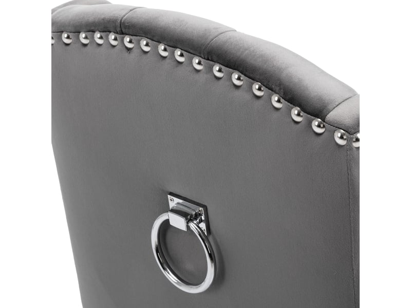  Lot de 6 chaises velours gris avec pieds bois pour salle à manger ou salon  - Conforama D