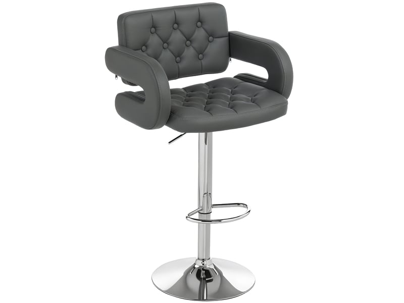  Tabouret de bar réglable, siège pivotant extra large en cuir pu gris  - Conforama A