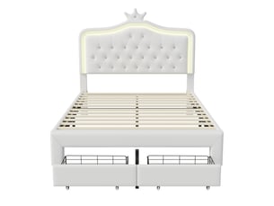 Lit avec rangement 140x200 cm <strong>Lonelyo</strong>  <strong></strong> coloris blanc