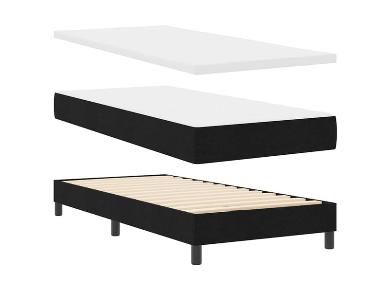  Lit adulte, lit simple, lit à ressorts avec tête de lit noir 90x200cm tissu cf17235  - Conforama D