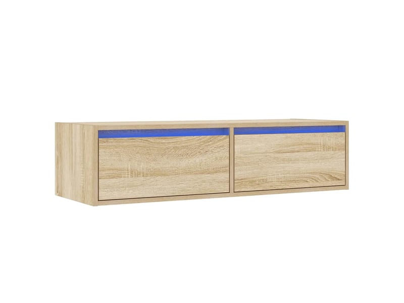 Meuble tv - banc tv - meuble de rangement avec lumières led chêne sonoma 100x35,5x25 cm - Conforama C