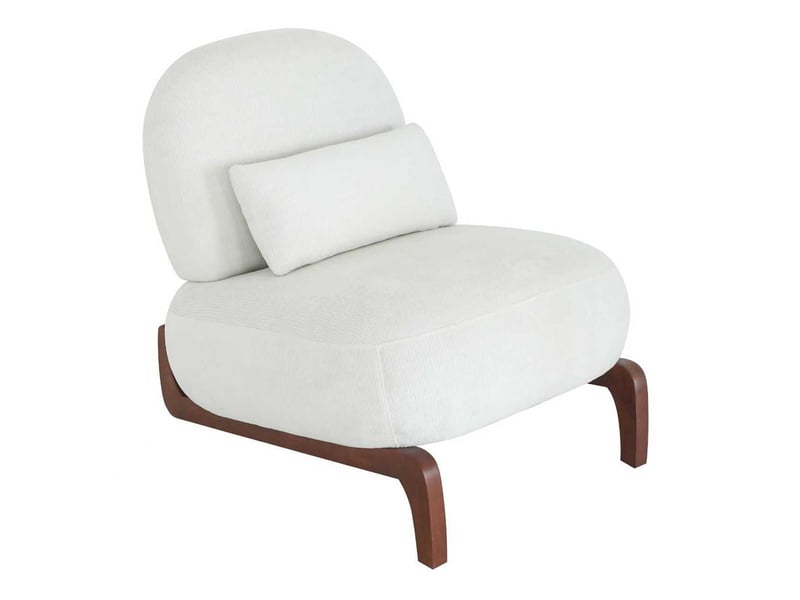  Fauteuil crapaud avec pieds en bois massif - 86.90x72.10x69.90cm - fauteuil d'appoint rembourré sans accoudoirs - blanc  - Conforama D