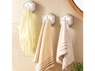 Lot de 4 porte-torchons de cuisine sans perçage, accroche-serviette mural en abs design élégant, rangement pratique pour salle de bain et placard, blanc