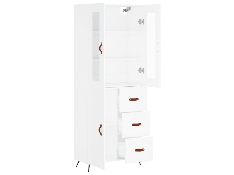  Buffet haut - bahut - meuble de rangement blanc 69,5x34x180 cm bois d'ingénierie  - Conforama D