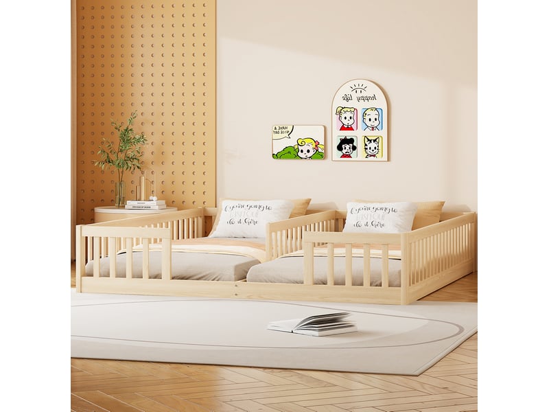  Lit enfant 2 couchages 90 x 200 cm avec barrières evryae  - Conforama D