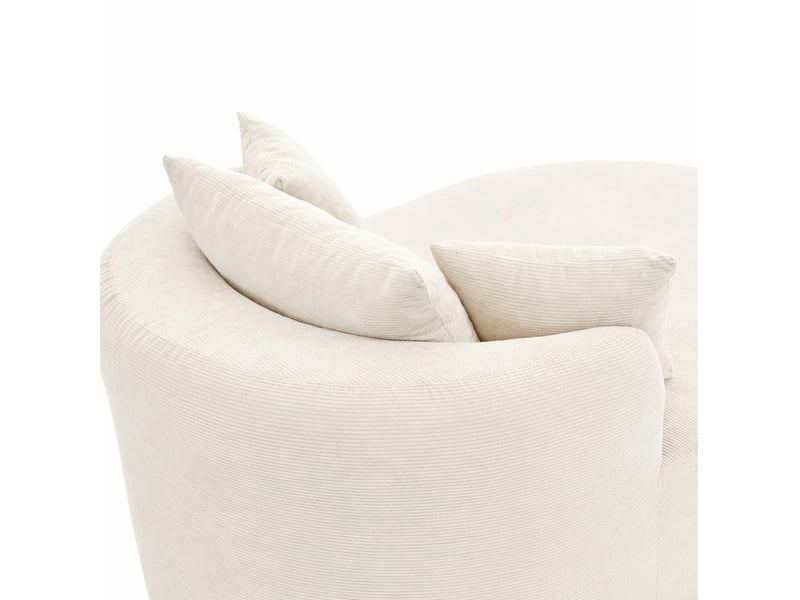  Fauteuil relax ovale avec assise profonde et montage sans effort, en tissu côtelé beige clair  - Conforama E