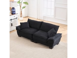 Canapé droit fixe <strong>REDOM</strong> <strong></strong> 2 places Velours noir