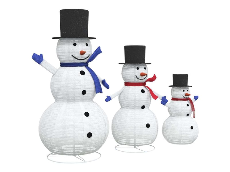  Famille de bonhommes de neige de noël 3 pcs blanc chaud tissu  - Conforama D