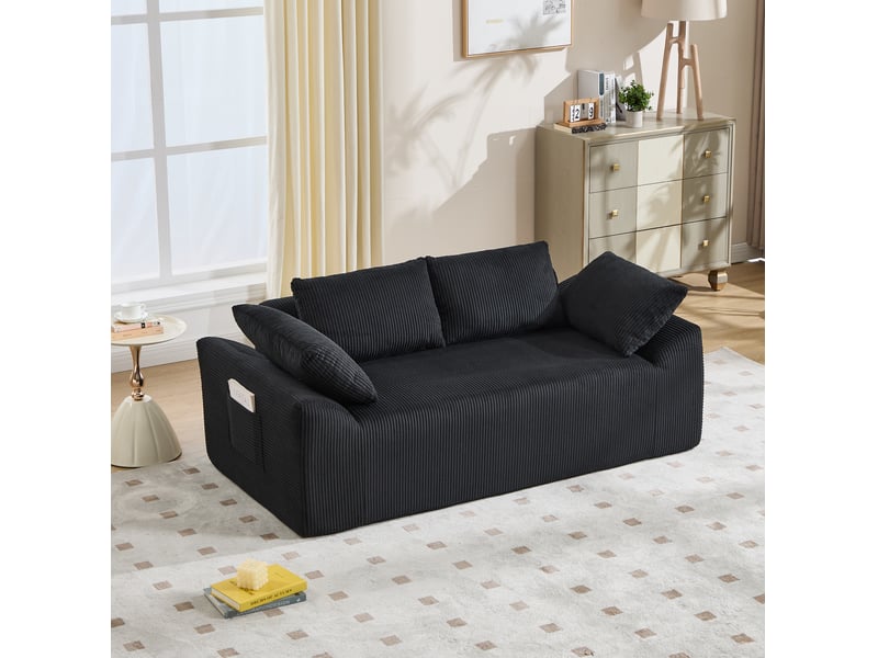  Canapé 2 places modenvie de sol en tissu noir 170 x 86 x 60 cm  - Conforama D