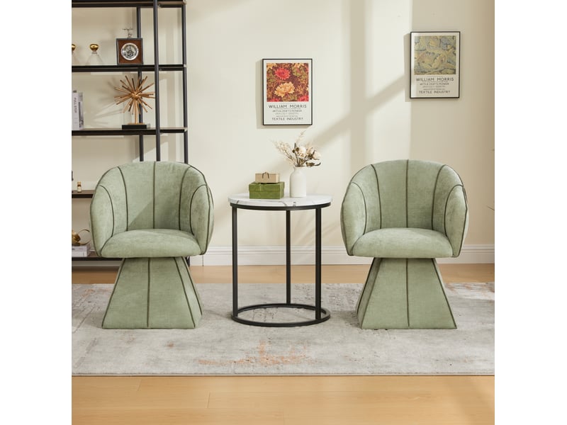 Fauteuil pivotant 360° en chenille vert olive 56x54x74,5 cm - Conforama D