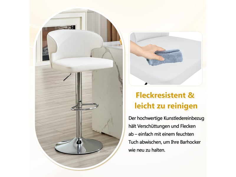  Lot de 2 tabourets de bar réglables et pivotants en similicuir pu blanc W3658P438271 - Conforama E