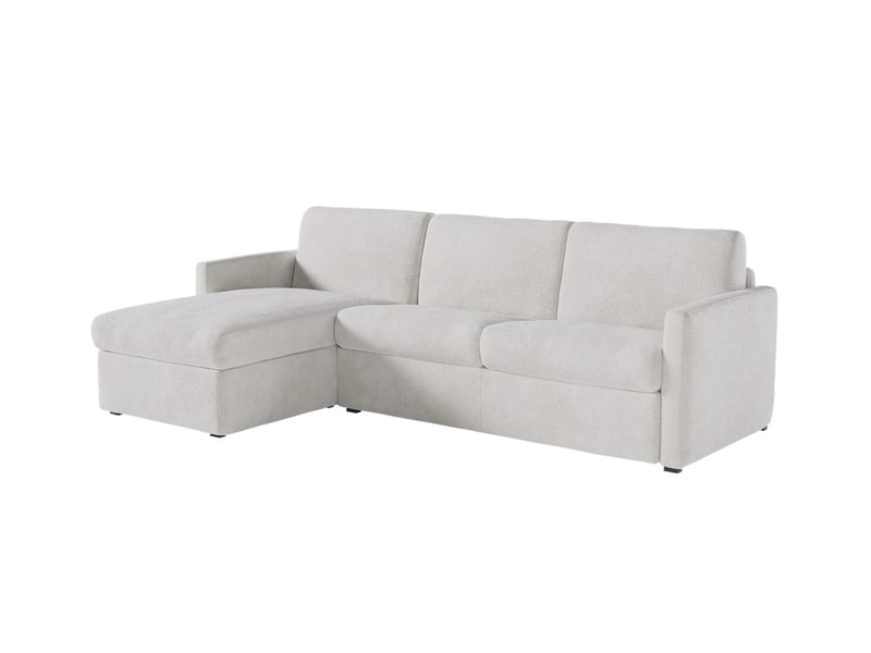  Alice - canapé d'angle réversible convertible système couchage express 4 places en tissu bouclette  - Conforama E