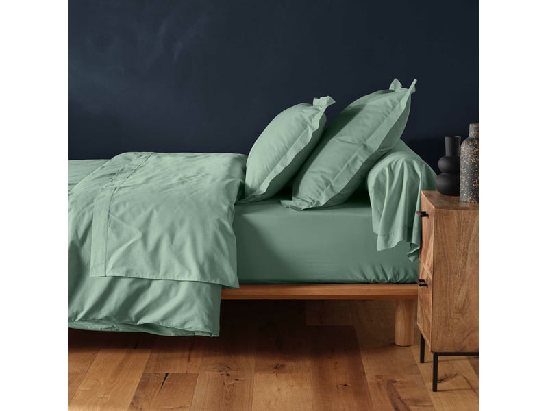  Pack literie protège matelas 140x190 imperméable + drap housse + 2 taies sauge  - Conforama D
