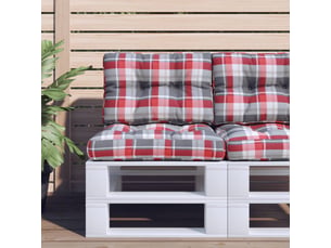 Coussin de palette, coussin de chaise, coussin de canapé motif à carreaux rouge 50x40x12 cm tissu cf55375