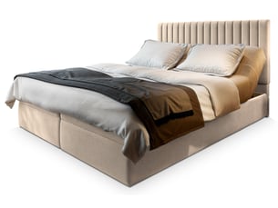 Lit avec rangement 140x200 cm <strong>MASSENO</strong> <strong></strong> coloris beige