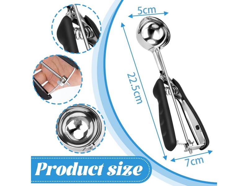  Cuillere a glace, 5 cm cuillere glace boule, matériau en acier inoxydable 304, pour la crème glacée, les boules de melon, les boulettes de viande, l  - Conforama B
