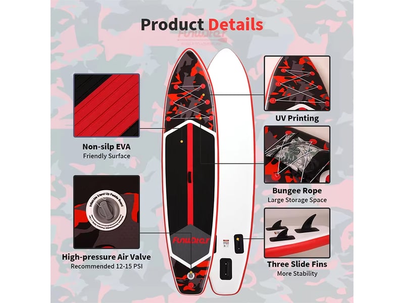  Planche de SUP Funwater SUPFW32A - 350x83x15cm 180kg  - Conforama D