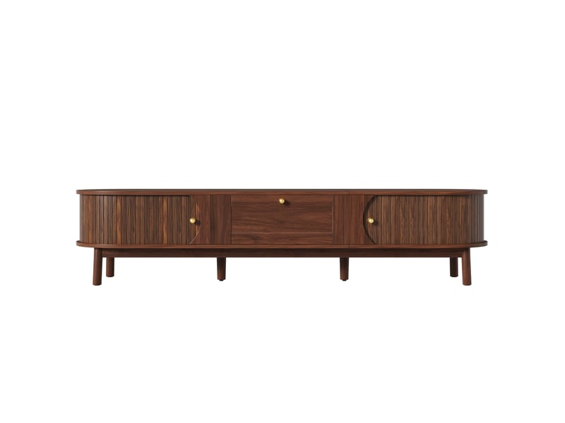 Meuble tv aspect noyer avec tiroirs de rangement, meuble bas de salon moderne, dimensions 170 × 39,5 × 38 cm pour votre salon  - Conforama A