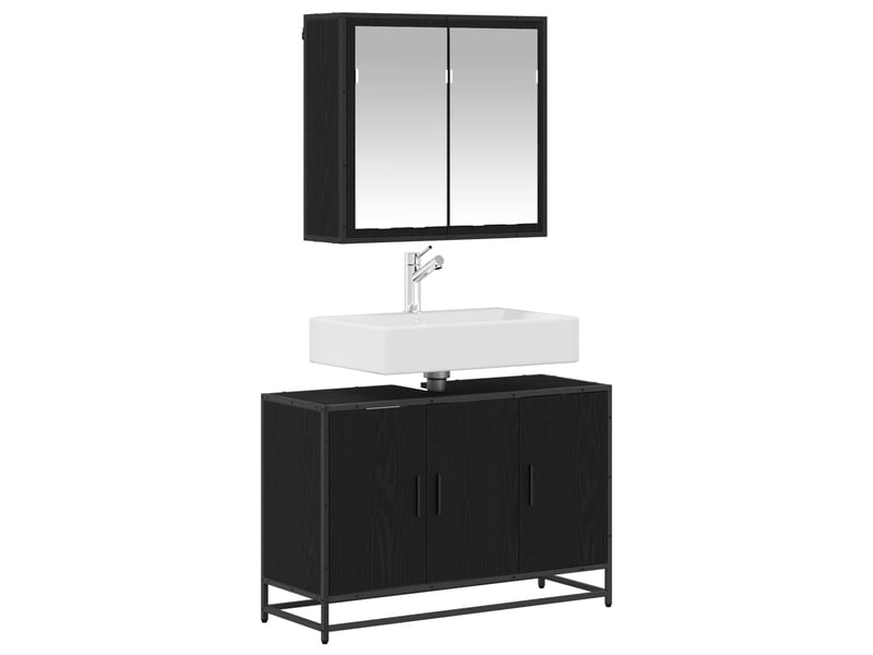 Ensemble de mobilier de salle de bain 2 pc chêne noir cf64098 - Conforama C