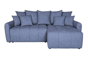 Canapé d'angle réversible convertible CASANOVA  3 places Tissu bleu avec coffre de rangement