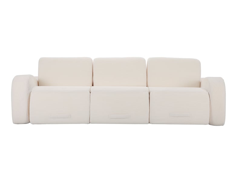  Canapé modulable convertible 3 places 247x115x76 cm compressé, mousse douce, velours côtelé couleur beige  - Conforama D