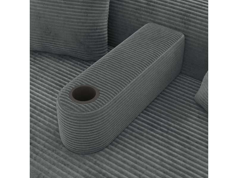  Canapé convertible 2 places en cordonnet gris foncé avec accoudoir amovible et porte-gobelet intégré  - Conforama E