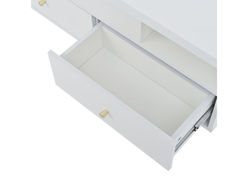  Table basse relevable à roulettes avec plateau pliant et 4 tiroirs – mdf blanc – 100 x 50 x 47,5 cm  - Conforama E