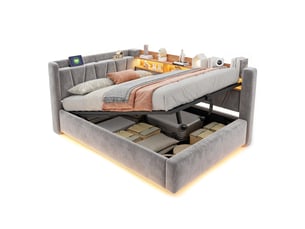 Lit banquette 140x200 cm coloris gris