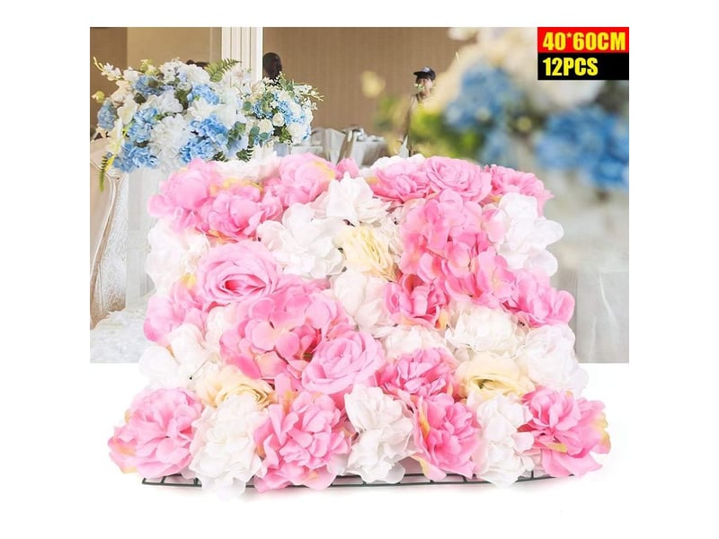 Mur de fleurs artificielles, mur de roses 12 fleurs artificielles de mariage, rue, arrière-plan mural 40 x 60 cm pour mariage, fête, décoration de la maison, rose - Conforama D
